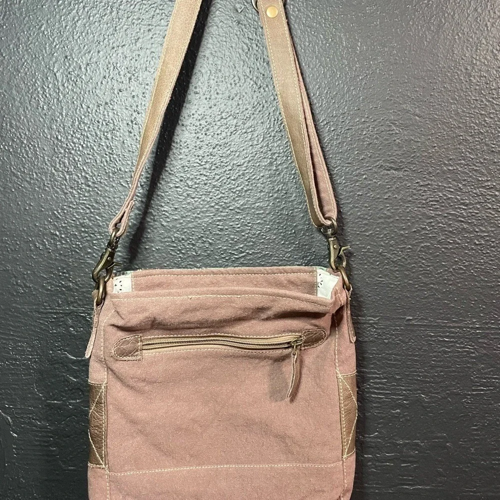 Myra Bag Southwestern Boho Canvas‎ Leather Fringe Crossbody Bag